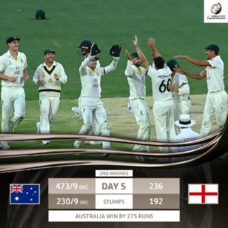 AUS vs ENG 2nd Test: Clinical Australia 2-0 up in Adelaide