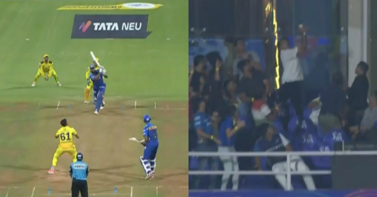 MI vs CSK: Watch – Fan Takes Catch In Stands After Kieron Pollard Hits Six Off Maheesh Theekshana