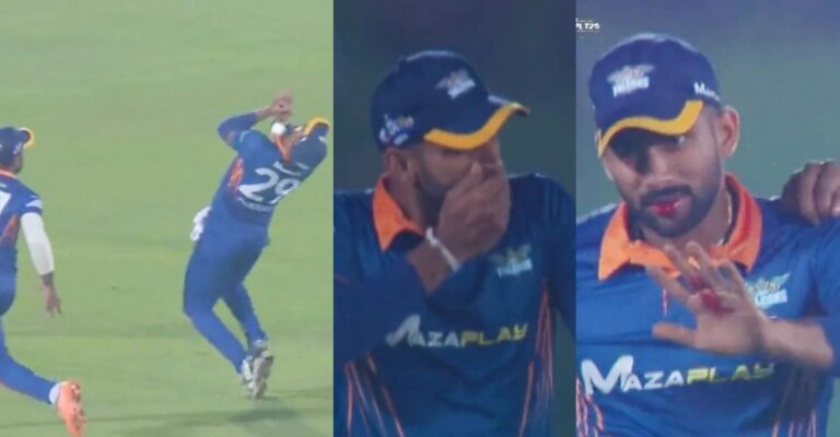 WATCH: Chamika Karunaratne loses his enamel whilst making an attempt a catch in Lanka Premier League